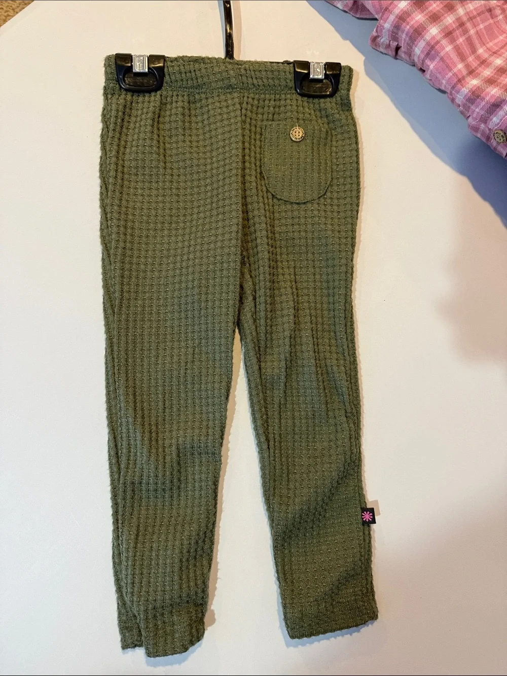 DELIA*s Girl Pink Plaid Button-Up Dress Top Olive Knit Leggings 3T NWT NEW Y2K